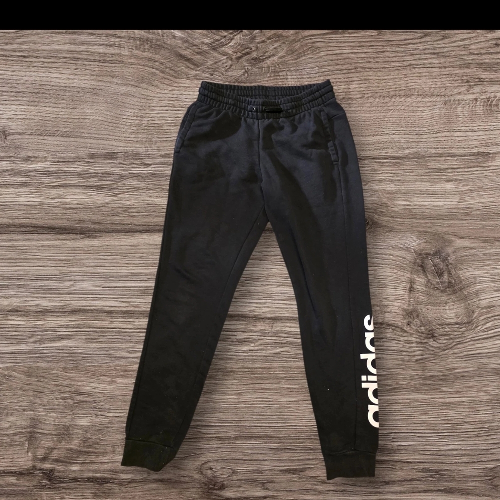 Adidas Kids Black Sweatpants with White Logo